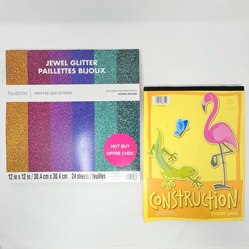 Lot of 2 Scrapbook Paper Pad 12”x12” 9”x12” Recollections Construction Bundle